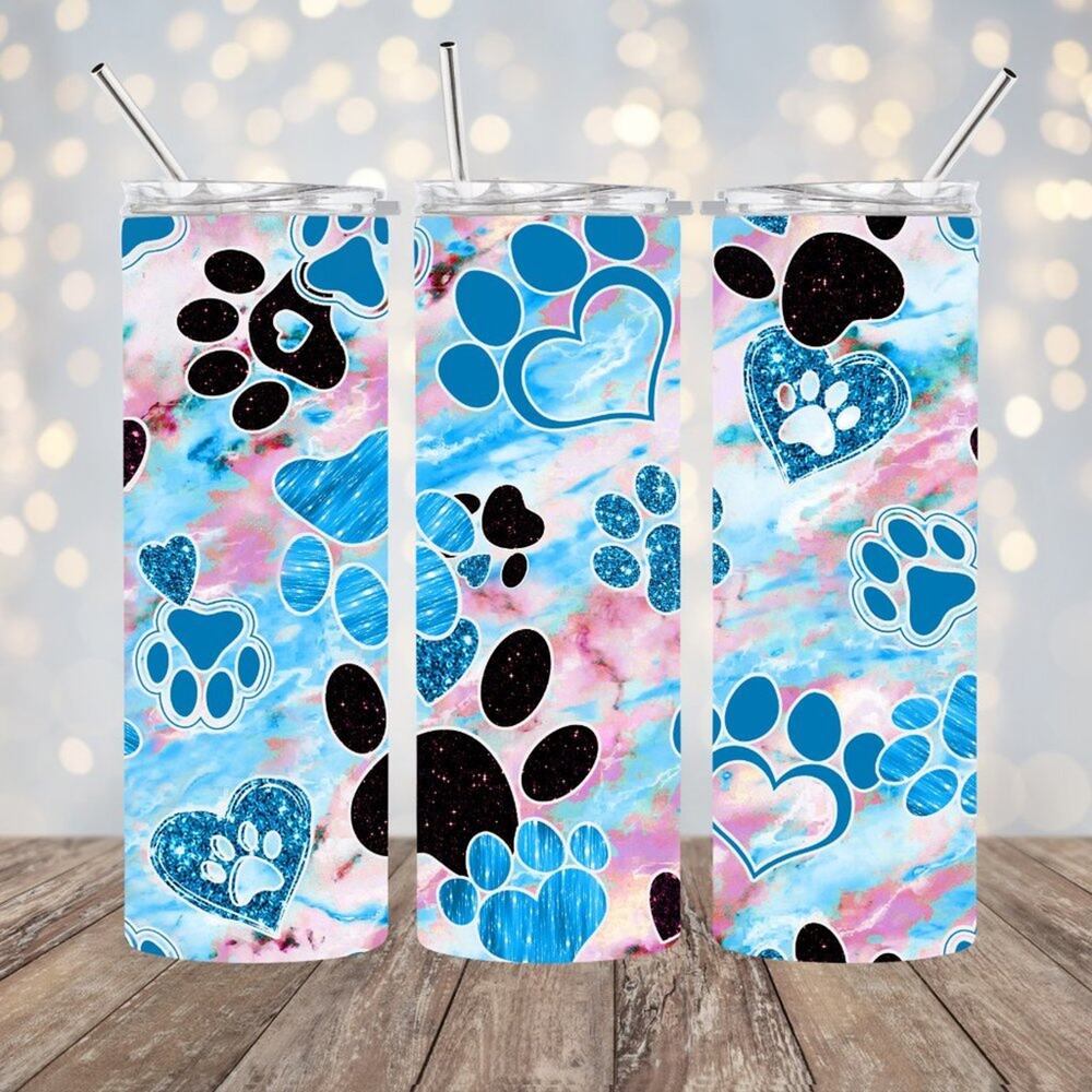 Dog Paw 20oz Tumbler With Straw